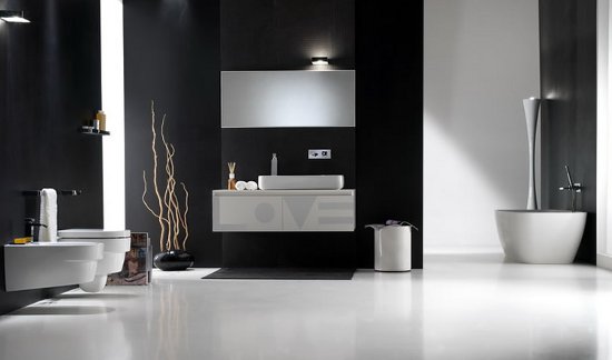 Черно-белый дизайн ванной комнаты (фото)